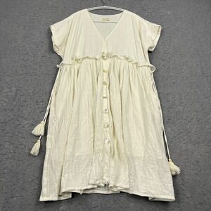 SeamsFriendly Dress Womens 34" Regular Cotton Knee Length Frilled Bohemian Beach